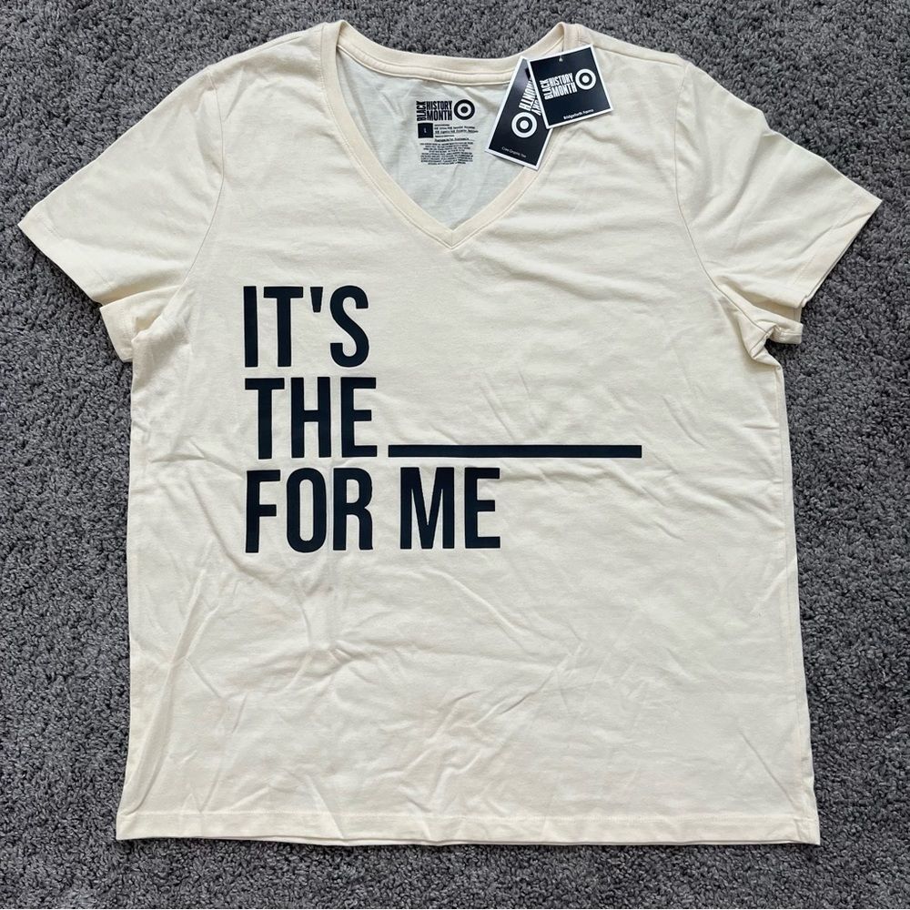 Target Black History Month “It’s The Blank For Me” Beige Tshirt Women’s Sz L NWT